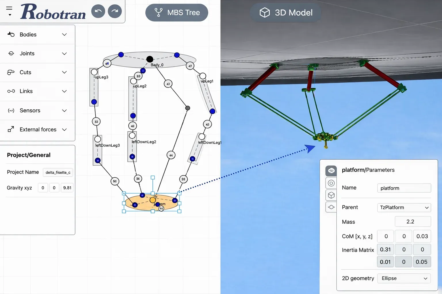 Robotran Software Interface Illustration