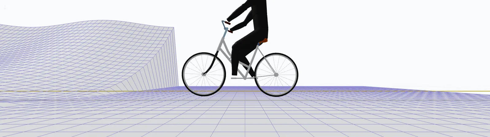 Simulation dynamique - vélo sur grille 3D